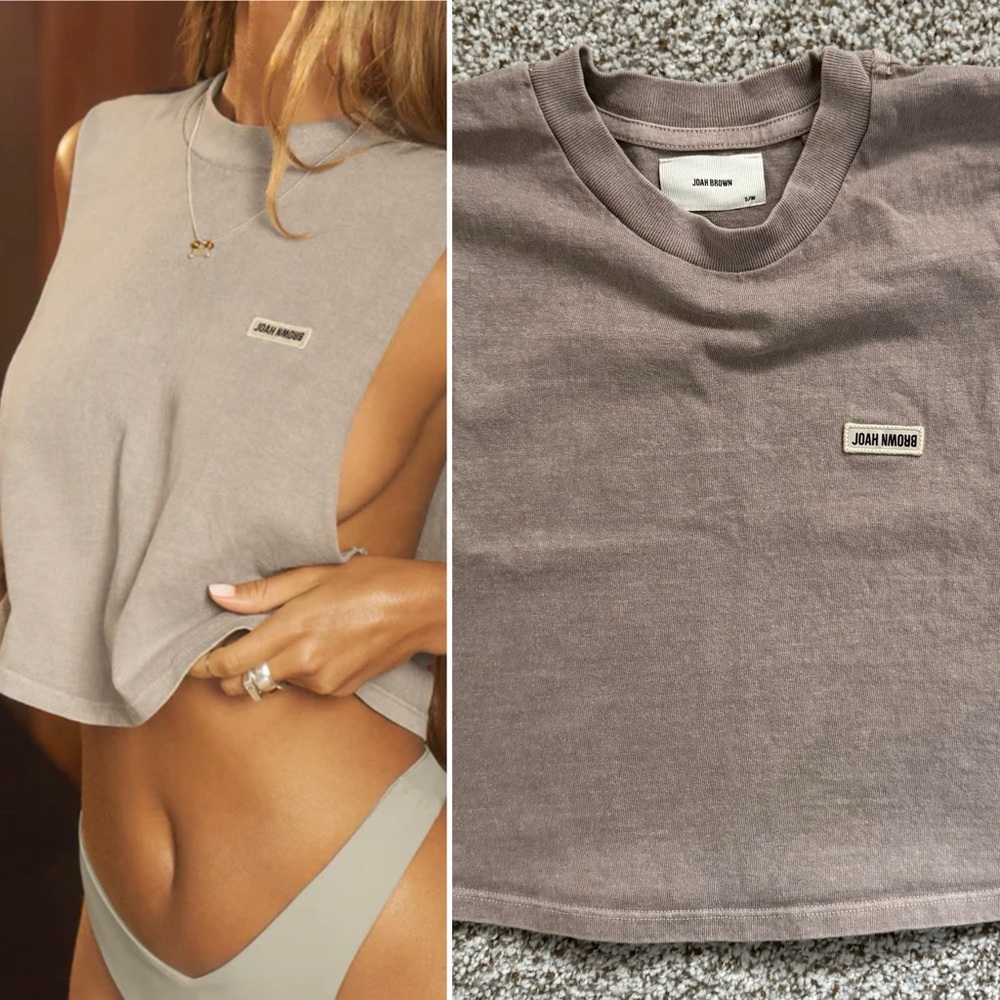 Joah Brown Cut Off Boyfriend Tank crop top